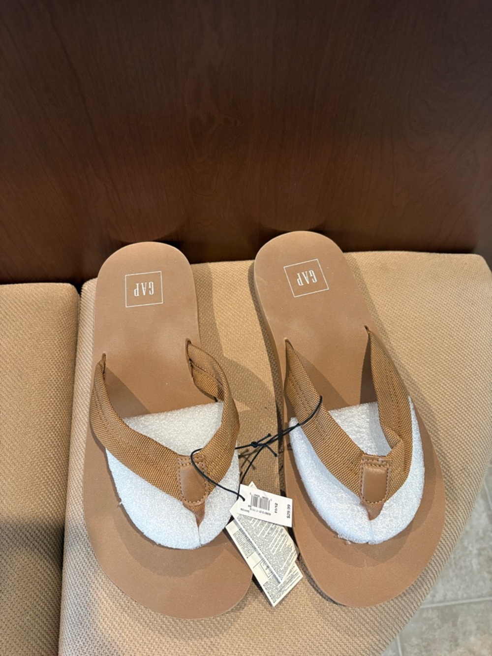 GAP Tan Foam Thong Flip Flops